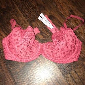 34C Coral lace demi bra